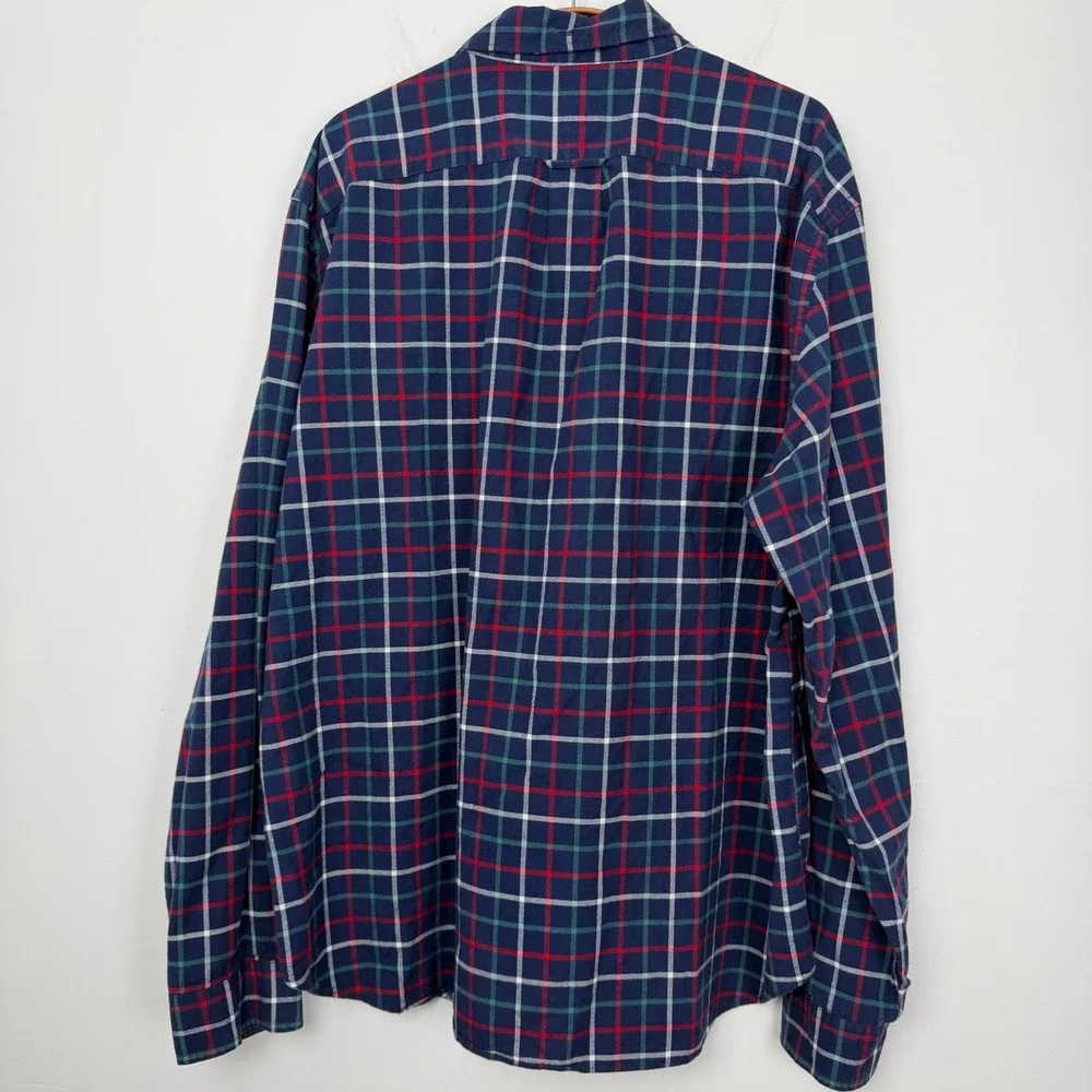 J.Crew Mens XL Oxford Button Down Shirt Plaid Navy Blue Red Green Cotton 22126